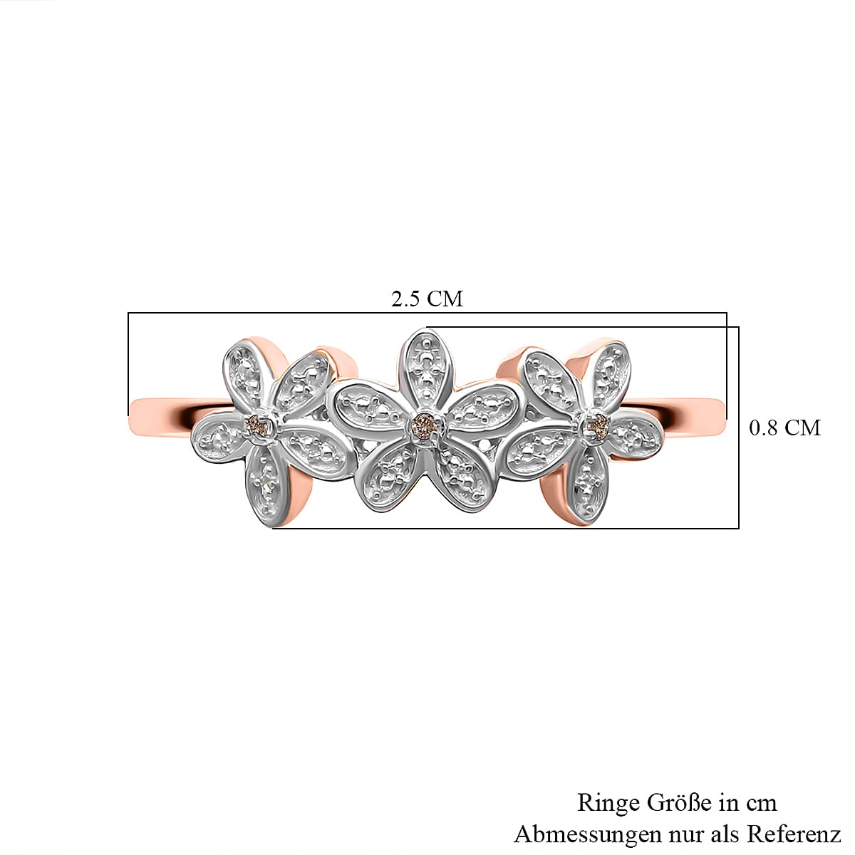Natural Champagne Diamond Ring in Vermeil RG Over Sterling Silver (Size 10)
