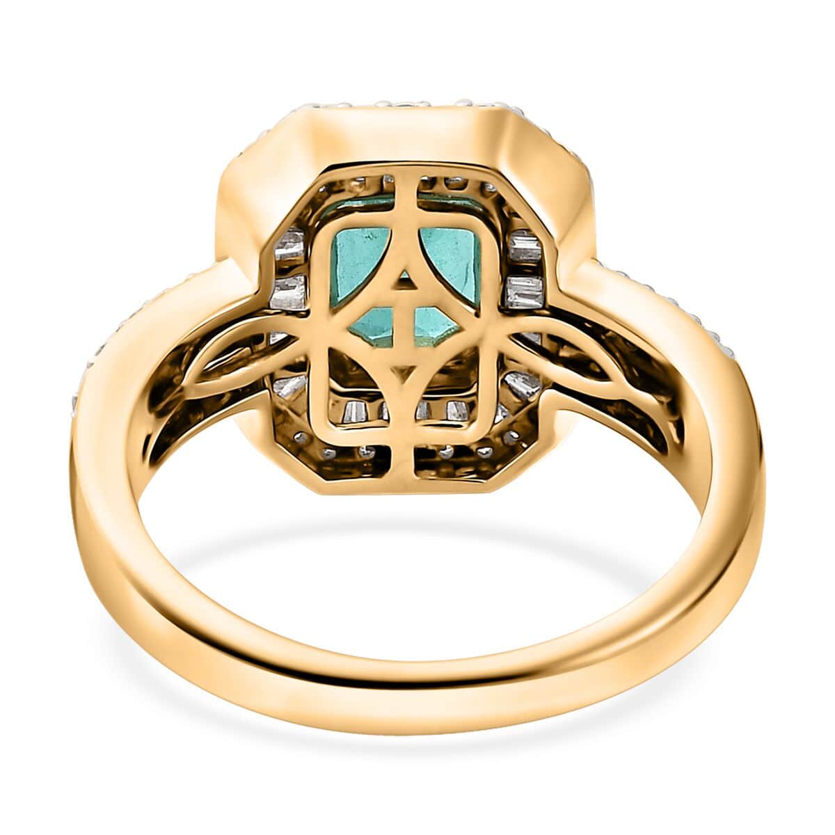 Luxoro AAA Emerald and G-H I2 Diamond 2.25 ctw Ring in 14K Yellow Gold (Size 7.0) 5.30 Grams image number 4