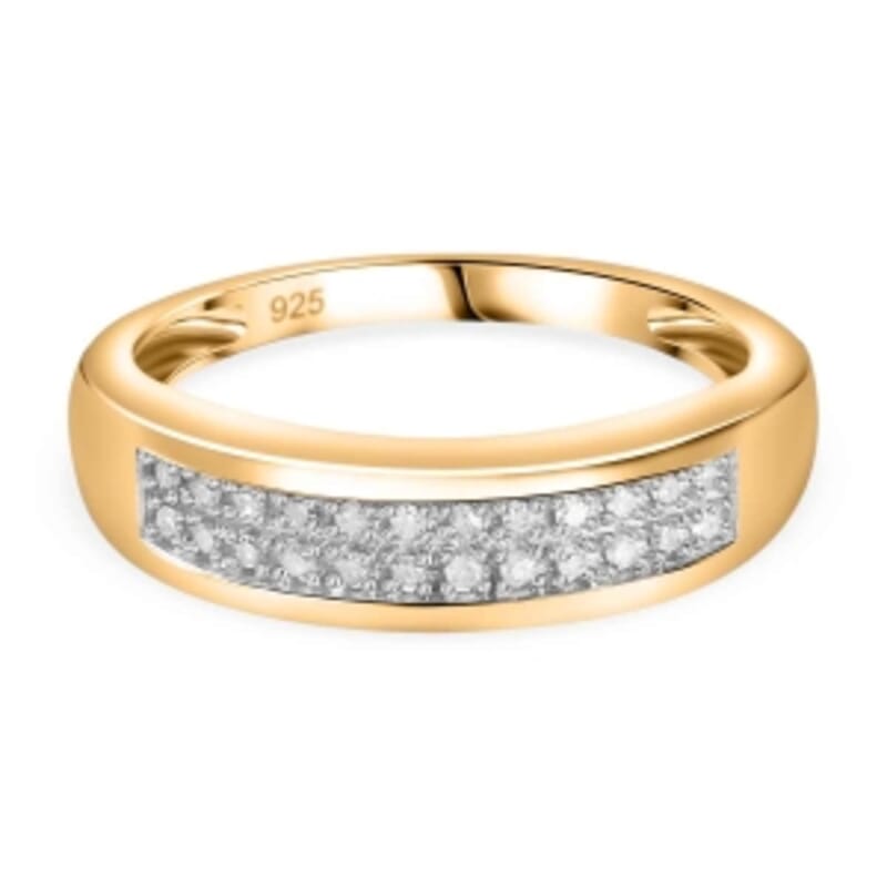 White Diamond 0.18 ctw Ring in Vermeil Yellow Gold Over Sterling Silver (Size 5.5)