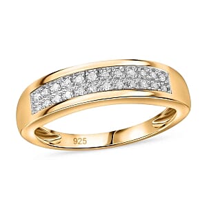 White Diamond 0.18 ctw Ring in Vermeil Yellow Gold Over Sterling Silver (Size 5.5)