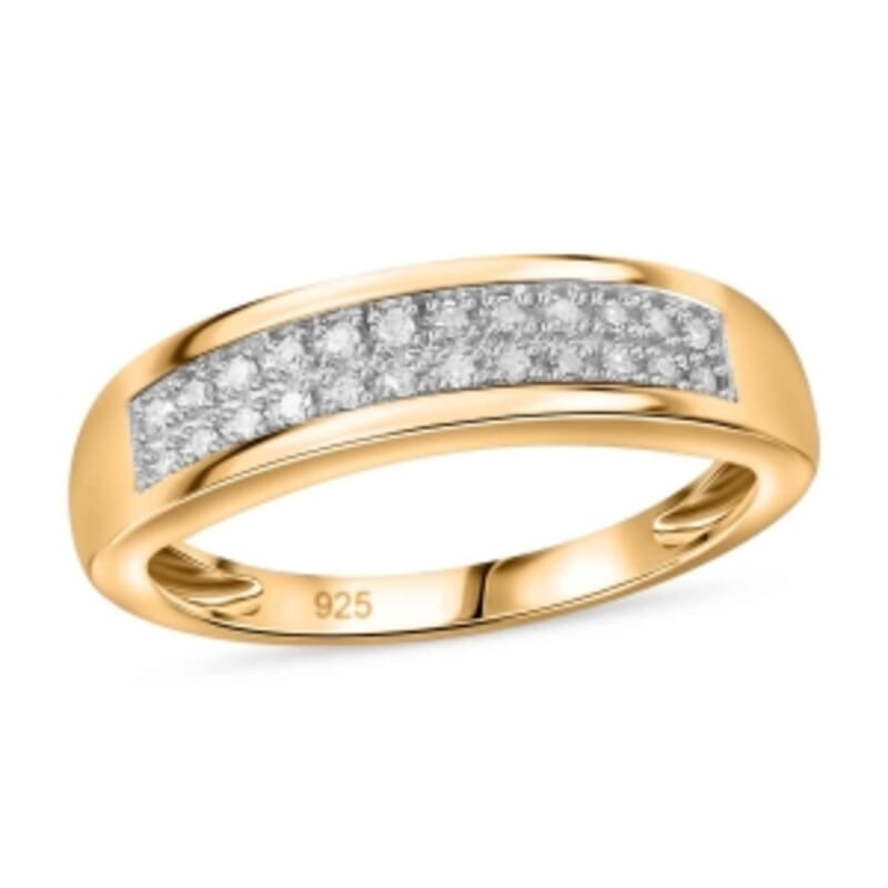 White Diamond 0.18 ctw Ring in Vermeil Yellow Gold Over Sterling Silver (Size 5.5)