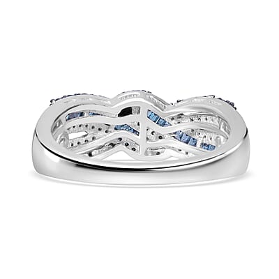 Blue Diamond Ring in Platinum Over Sterling Silver (Size 10.0) 0.50 ctw