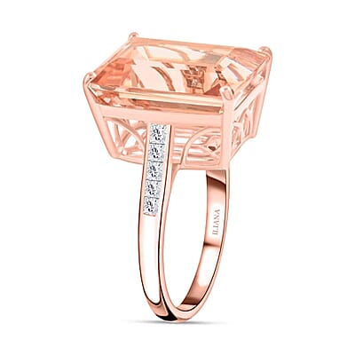 Certified & Appraised Iliana 18K Rose Gold AAA Marropino Morganite and SI Diamond Ring (Size 10.0) 5.10 Grams 12.55 ctw