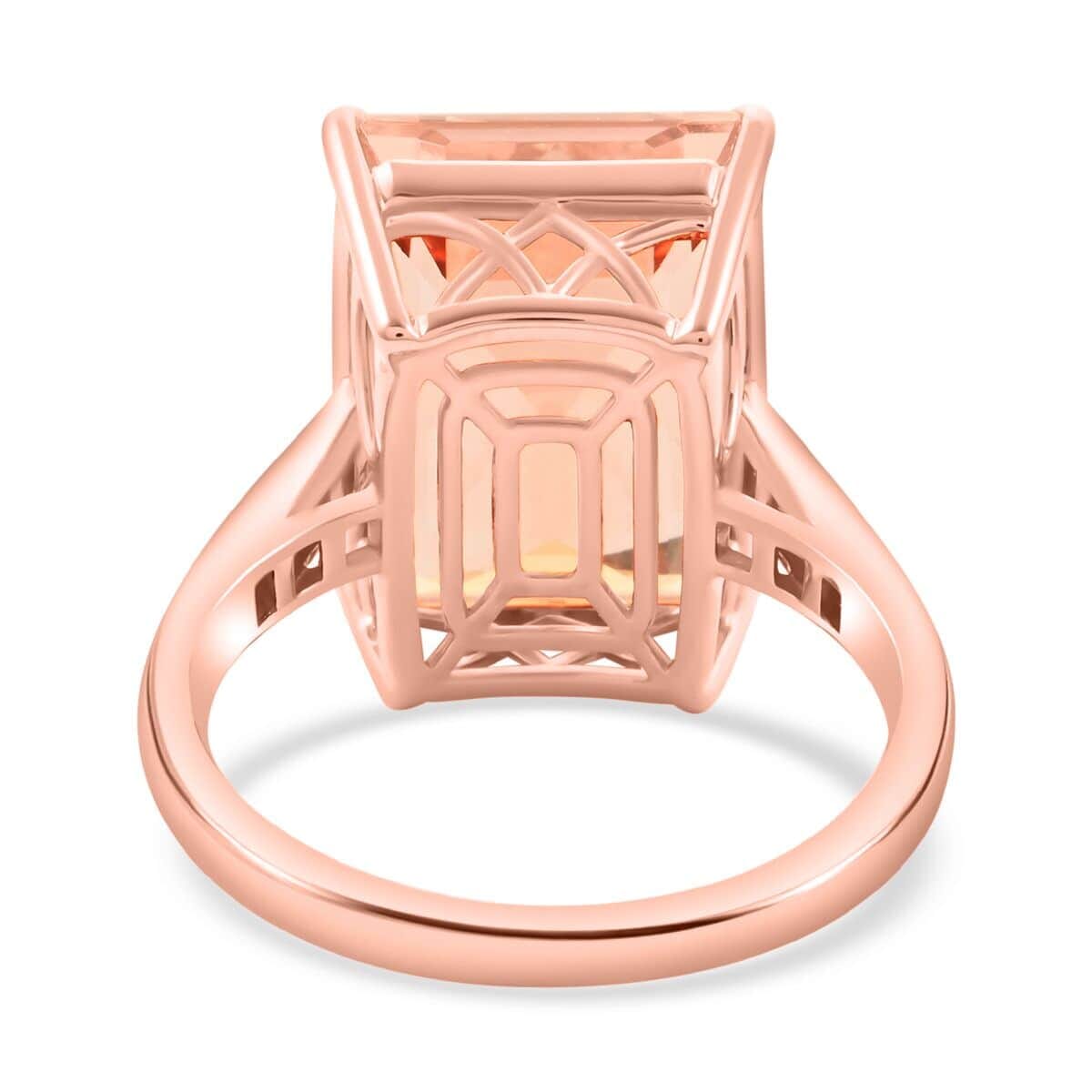 18K Rose Gold AAA Morganite , White Diamond SI Ring , Gold Wt. 5.09 g 12.55 ctw (Size 7.5) image number 4