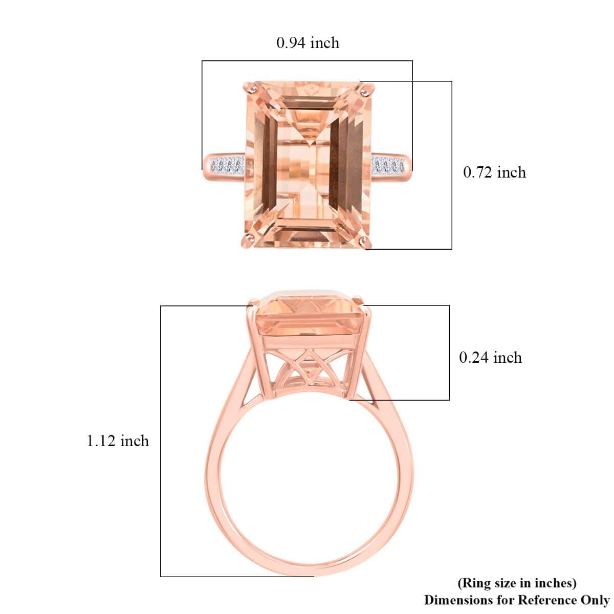 18K Rose Gold AAA Morganite , White Diamond SI Ring , Gold Wt. 5.09 g 12.55 ctw (Size 7.5) image number 5