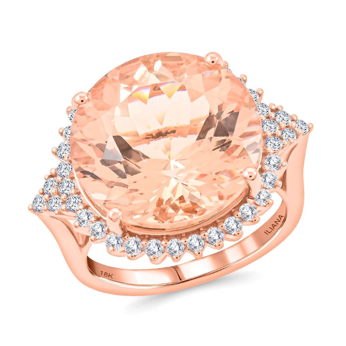 One Time Only Certified & Appraised Iliana 18K Rose Gold AAA Marropino Morganite, Diamond (SI) (0.46 cts) Ring (Size 10.0) (6.30 g) 11.35 ctw image number 0