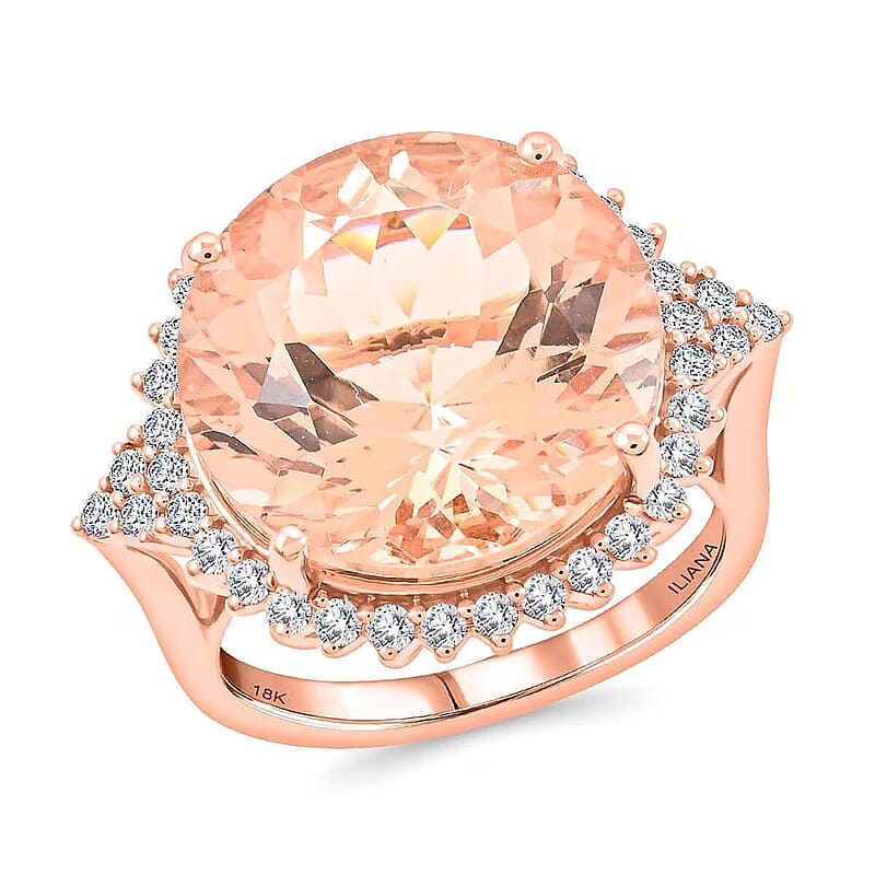 Certified & Appraised Iliana 18K Rose Gold AAA Marropino Morganite and SI Diamond Ring (Size 10.0) 6.30 Grams 11.35 ctw