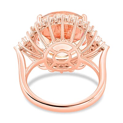 Certified & Appraised Iliana 18K Rose Gold AAA Marropino Morganite and SI Diamond Ring (Size 10.0) 6.30 Grams 11.35 ctw
