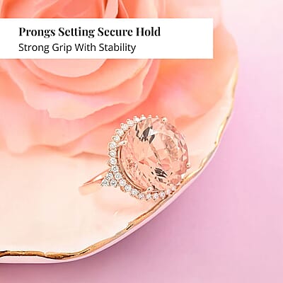 Certified & Appraised Iliana 18K Rose Gold AAA Marropino Morganite, Diamond (SI) (0.46 cts) Ring (Size 11.0) (6.30 g) 11.35 ctw