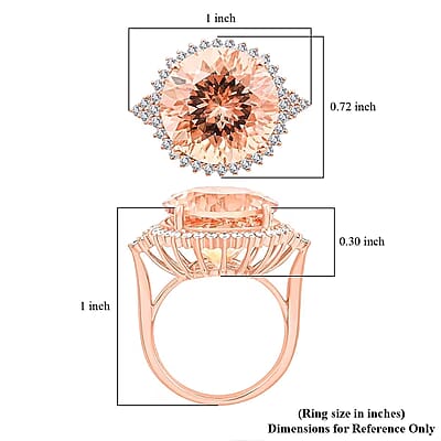 Certified & Appraised Iliana 18K Rose Gold AAA Marropino Morganite, Diamond (SI) (0.46 cts) Ring (Size 11.0) (6.30 g) 11.35 ctw