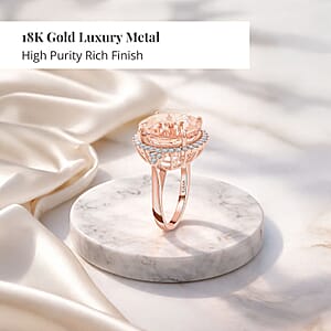 Certified & Appraised Iliana 18K Rose Gold AAA Marropino Morganite, Diamond (SI) (0.46 cts) Ring (Size 6.5) (6.30 g) 11.35 ctw