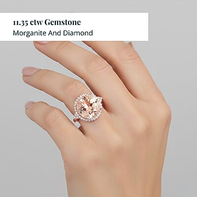 Certified & Appraised Iliana AAA Marropino Morganite and SI Diamond 11.35 ctw Ring in 18K Rose Gold (Size 7.0) 6.30 Grams