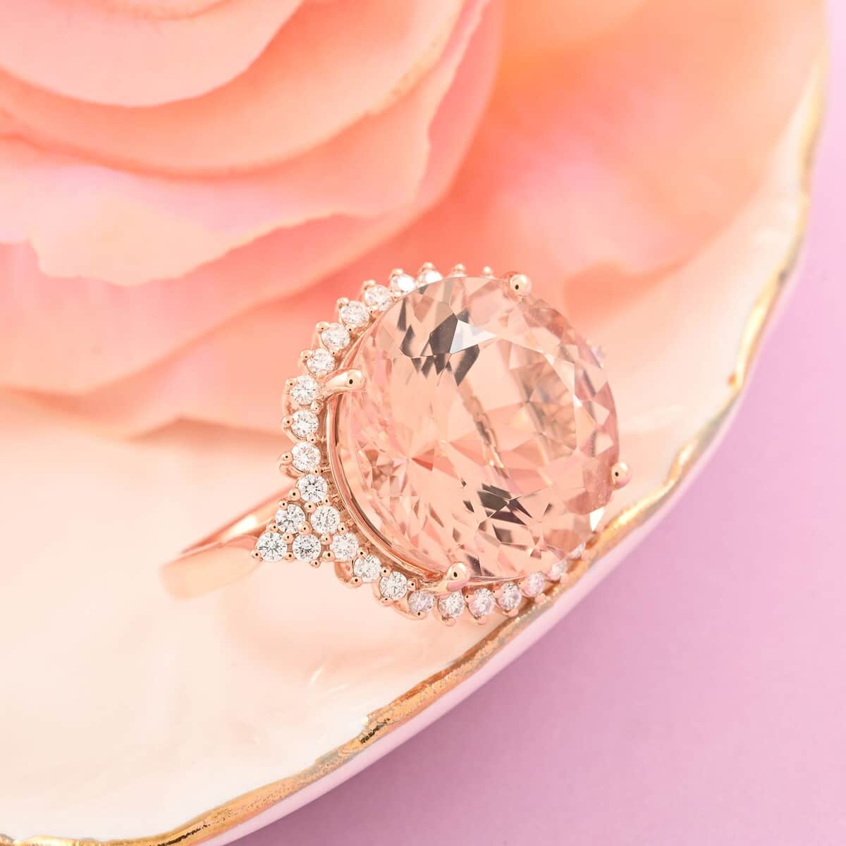 Certified & Appraised Iliana AAA Marropino Morganite and SI Diamond 11.35 ctw Ring in 18K Rose Gold (Size 7.0) 6.30 Grams image number 2