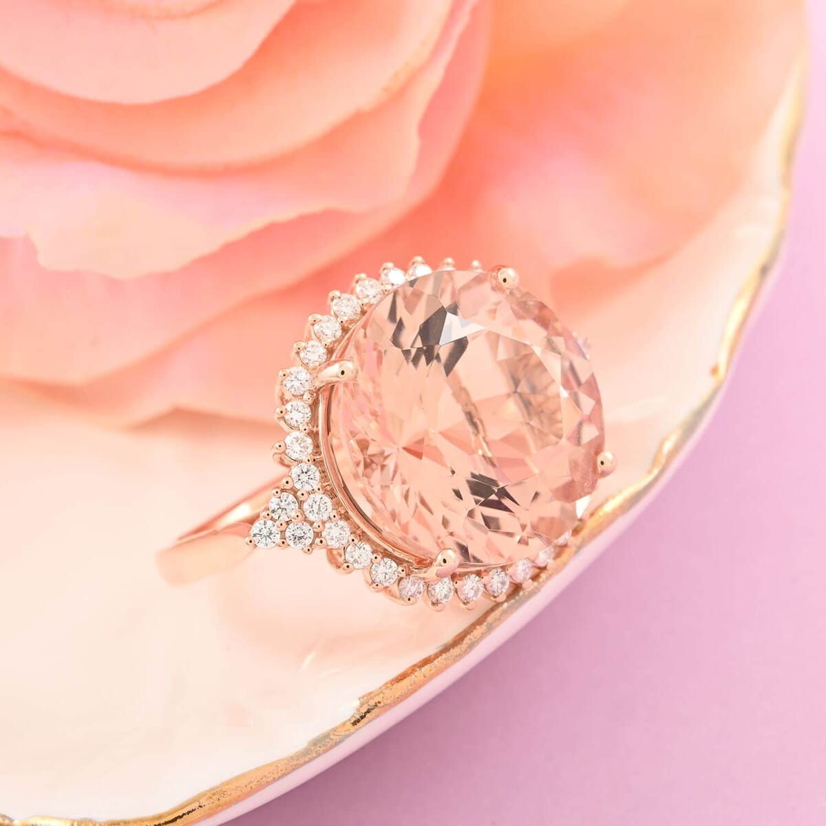 Certified & Appraised Iliana 18K Rose Gold AAA Marropino Morganite, Diamond (SI) (0.46 cts) Ring (Size 7.5) (6.30 g) 11.35 ctw image number 2
