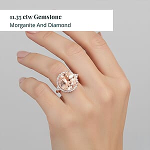 Certified & Appraised Iliana AAA Marropino Morganite and SI Diamond 11.35 ctw Ring in 18K Rose Gold (Size 9.0) 6.30 Grams