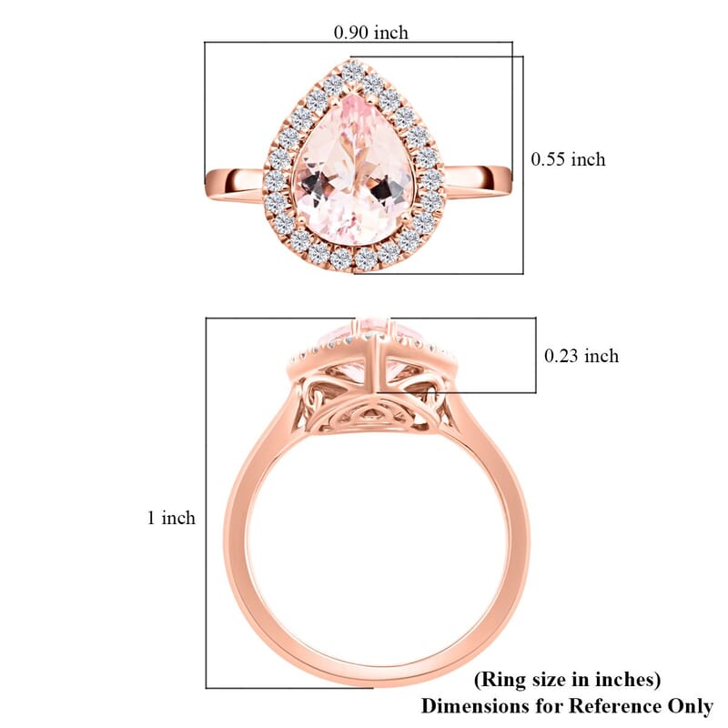 Certified & Appraised Luxoro 14K Rose Gold AAA Palmeiras Pink Morganite and I2 Diamond Halo Ring (Size 10.0) 2.20 ctw
