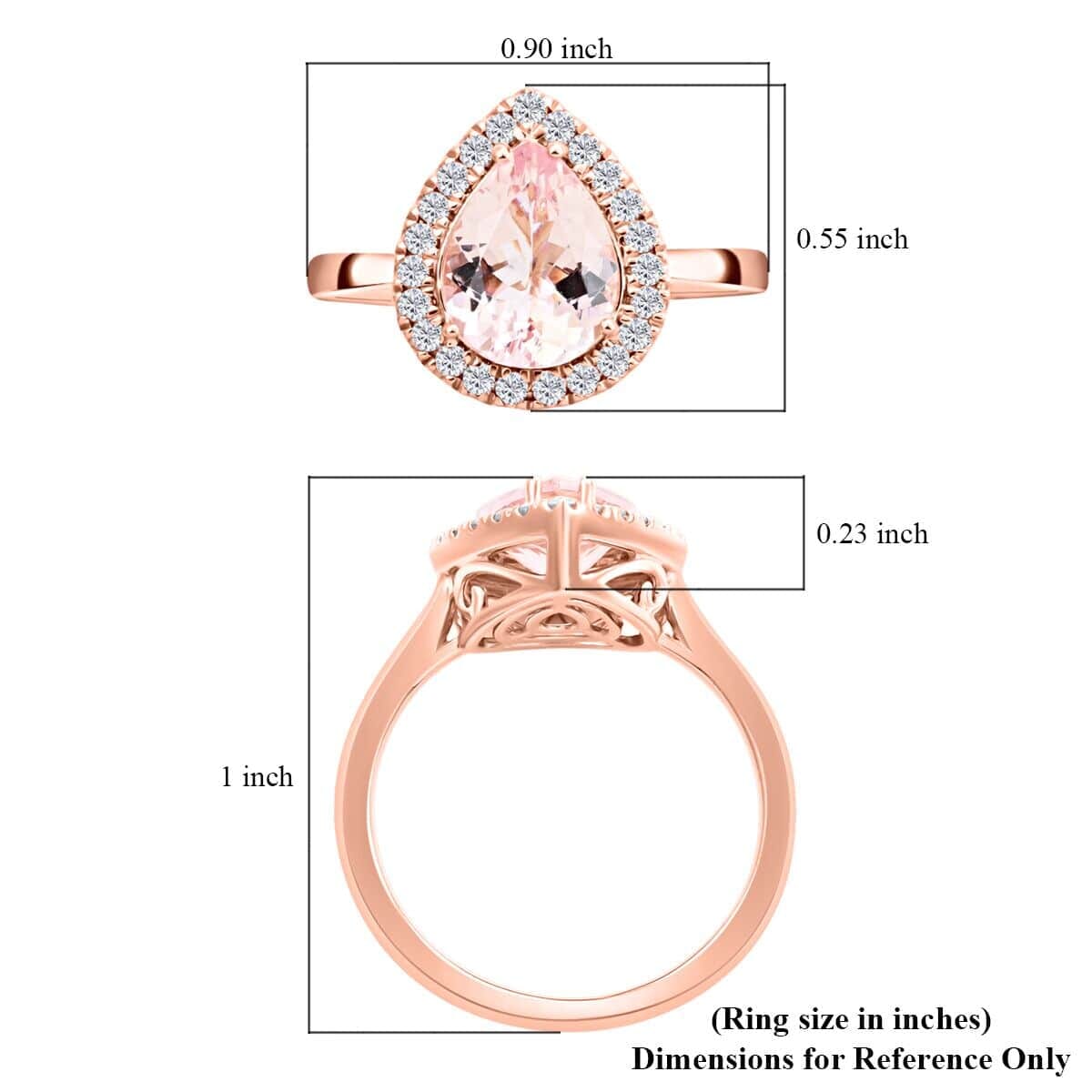 Certified & Appraised Luxoro 14K Rose Gold AAA Palmeiras Pink Morganite and I2 Diamond Halo Ring (Size 8.5) 2.20 ctw image number 5