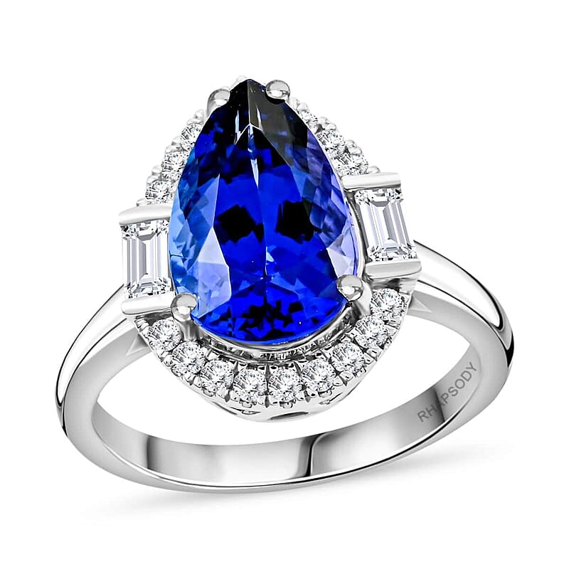 Certified & Appraised Rhapsody AAAA Tanzanite and E-F VS Diamond 4.80 ctw Ring in 950 Platinum (Size 10.0) 8.35 Grams