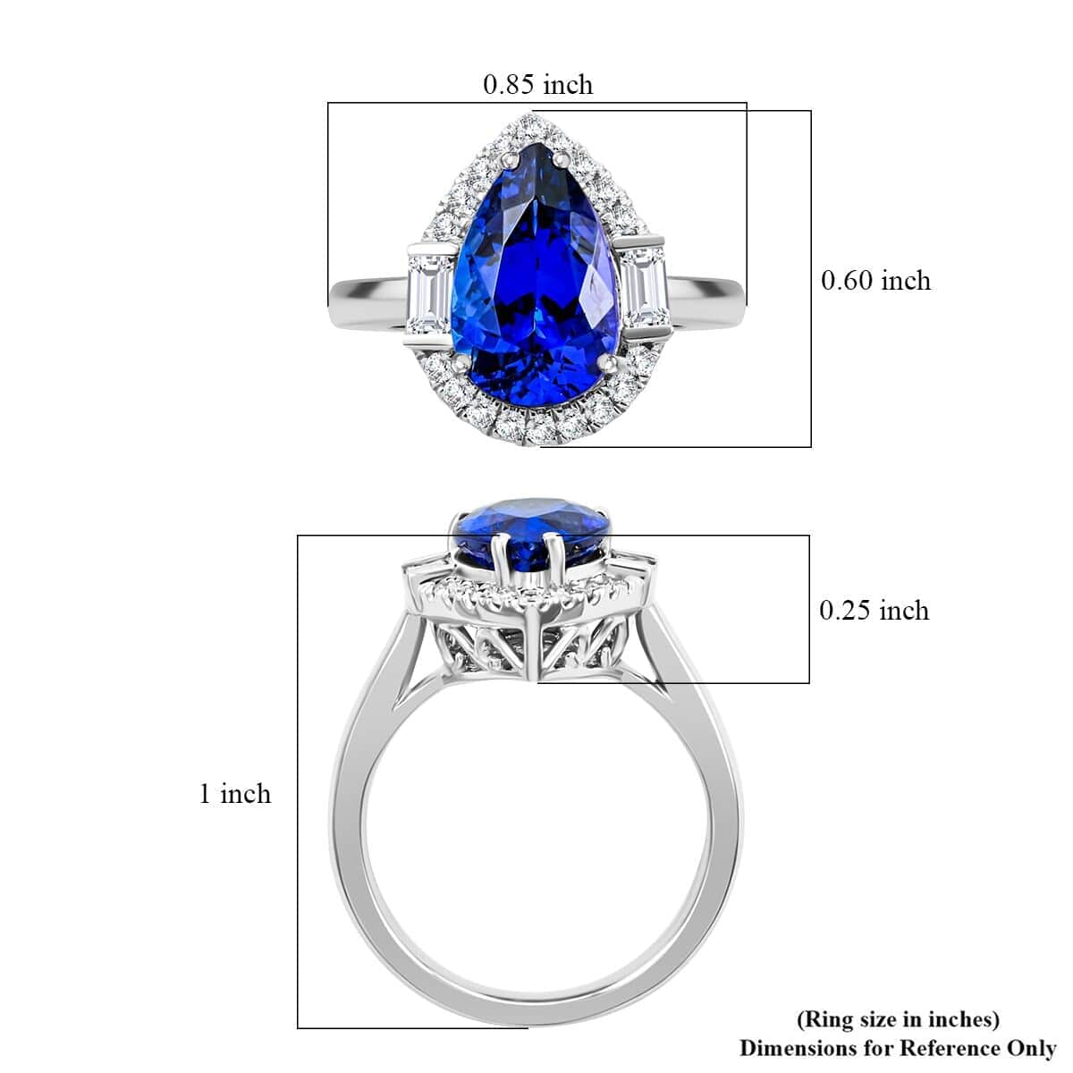 Certified & Appraised Rhapsody AAAA Tanzanite and E-F VS Diamond 4.80 ctw Ring in 950 Platinum (Size 10.0) 8.35 Grams image number 3