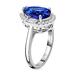 Certified & Appraised Rhapsody AAAA Tanzanite and E-F VS Diamond 4.80 ctw Ring in 950 Platinum (Size 8.5) 8.35 Grams