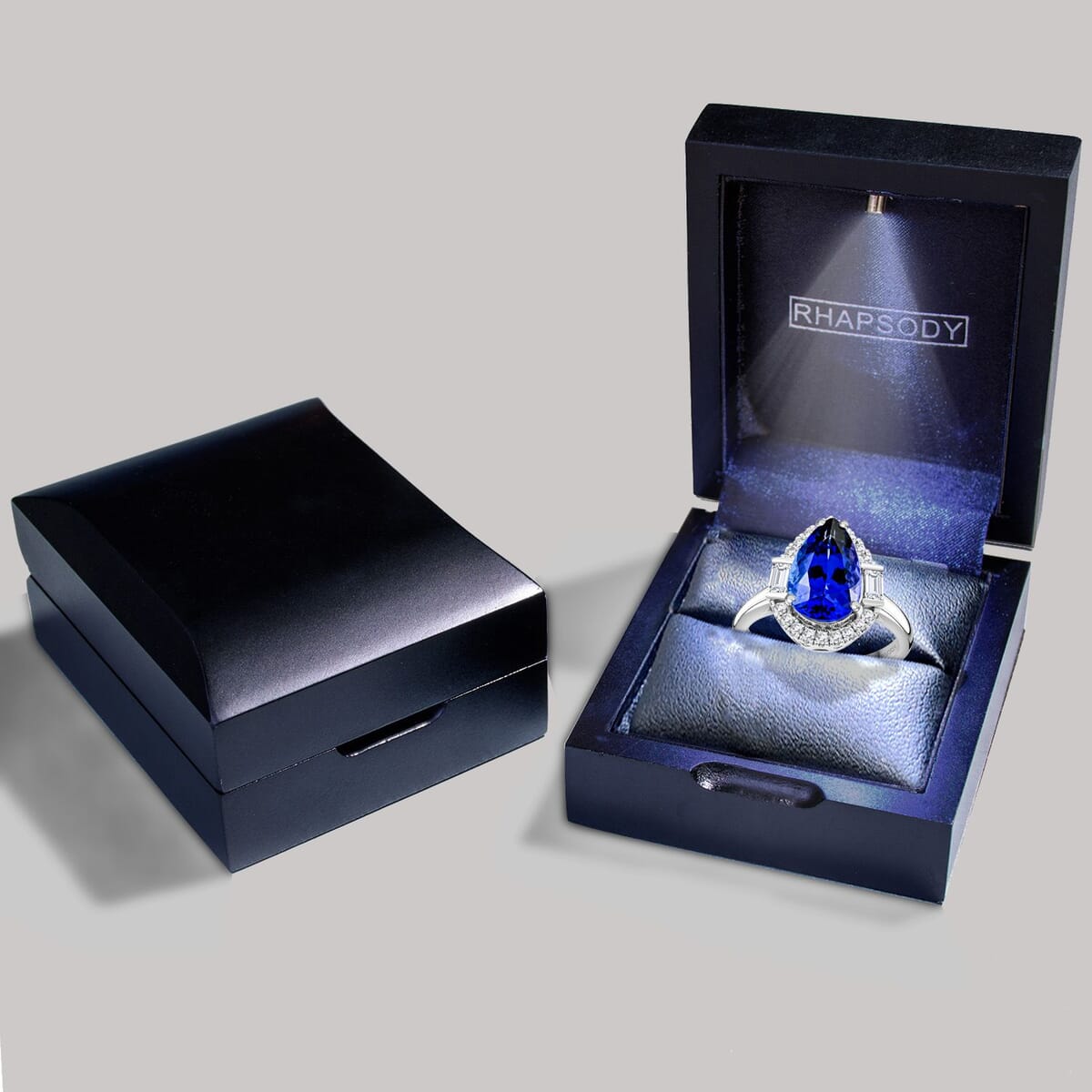 Certified & Appraised Rhapsody AAAA Tanzanite and E-F VS Diamond 4.80 ctw Ring in 950 Platinum (Size 8.5) 8.35 Grams image number 6