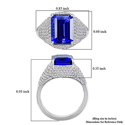 Certified & Appraised Rhapsody 950 Platinum AAAA Tanzanite, Diamond (E-F, VS) (1.20 cts) Ring (Size 11.0) (9.15 g) 6.75 ctw
