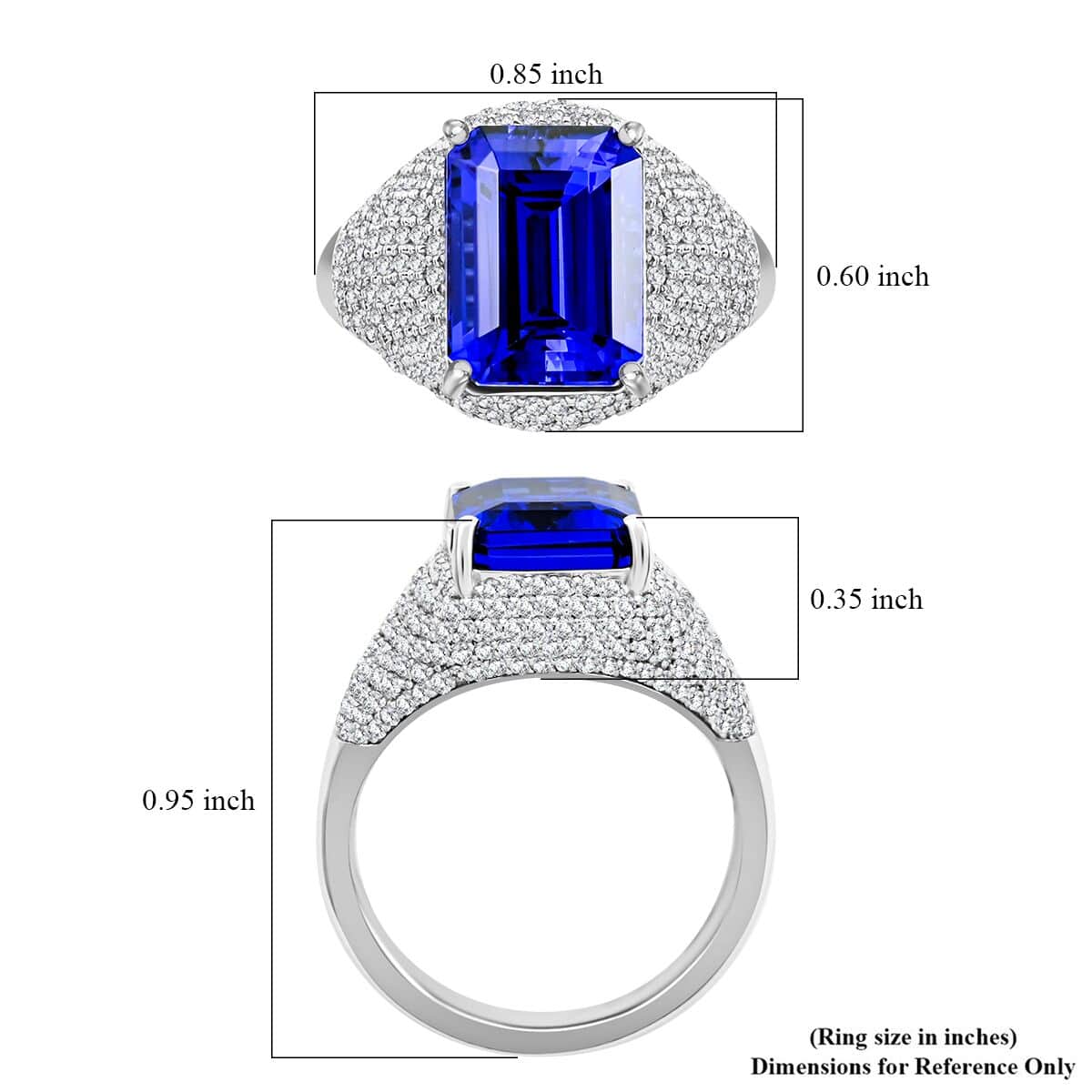 Certified & Appraised Rhapsody 950 Platinum AAAA Tanzanite and E-F VS Diamond Ring (Size 6.0) 9.15 Grams 6.75 ctw image number 4