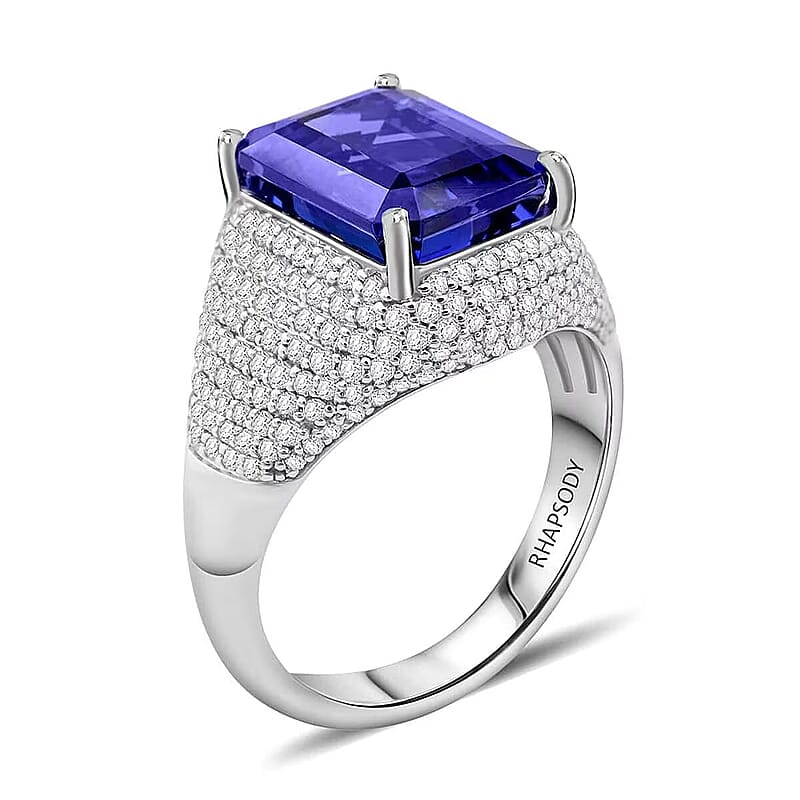 Certified & Appraised Rhapsody 950 Platinum AAAA Tanzanite and E-F VS Diamond Ring (Size 7.0) 9.15 Grams 6.75 ctw