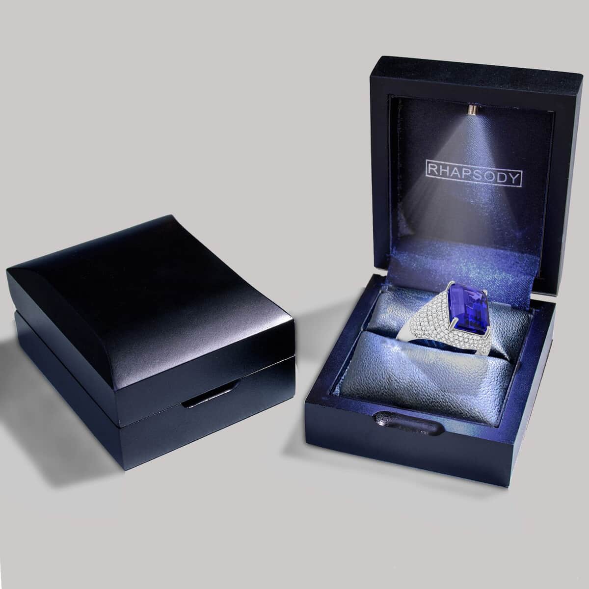 Certified & Appraised Rhapsody 950 Platinum AAAA Tanzanite and E-F VS Diamond Ring (Size 7.0) 9.15 Grams 6.75 ctw image number 5