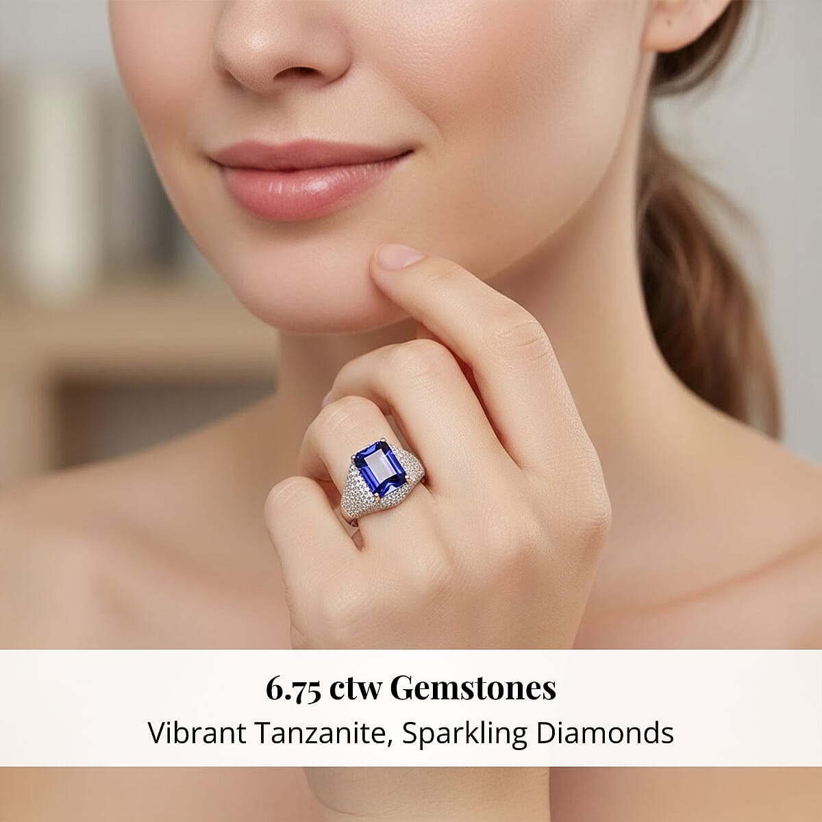 Certified & Appraised Rhapsody 950 Platinum AAAA Tanzanite, Diamond (E-F, VS) (1.20 cts) Ring (Size 7.5) (9.15 g) 6.75 ctw image number 1