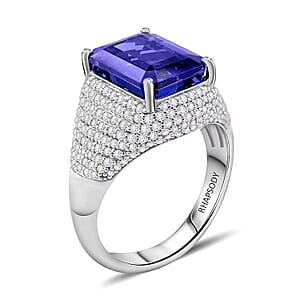 Certified & Appraised Rhapsody 950 Platinum AAAA Tanzanite, Diamond (E-F, VS) (1.20 cts) Ring (Size 9.5) (9.15 g) 6.75 ctw