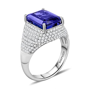 Certified & Appraised Rhapsody 950 Platinum AAAA Tanzanite, Diamond (E-F, VS) (1.20 cts) Ring (Size 9.5) (9.15 g) 6.75 ctw