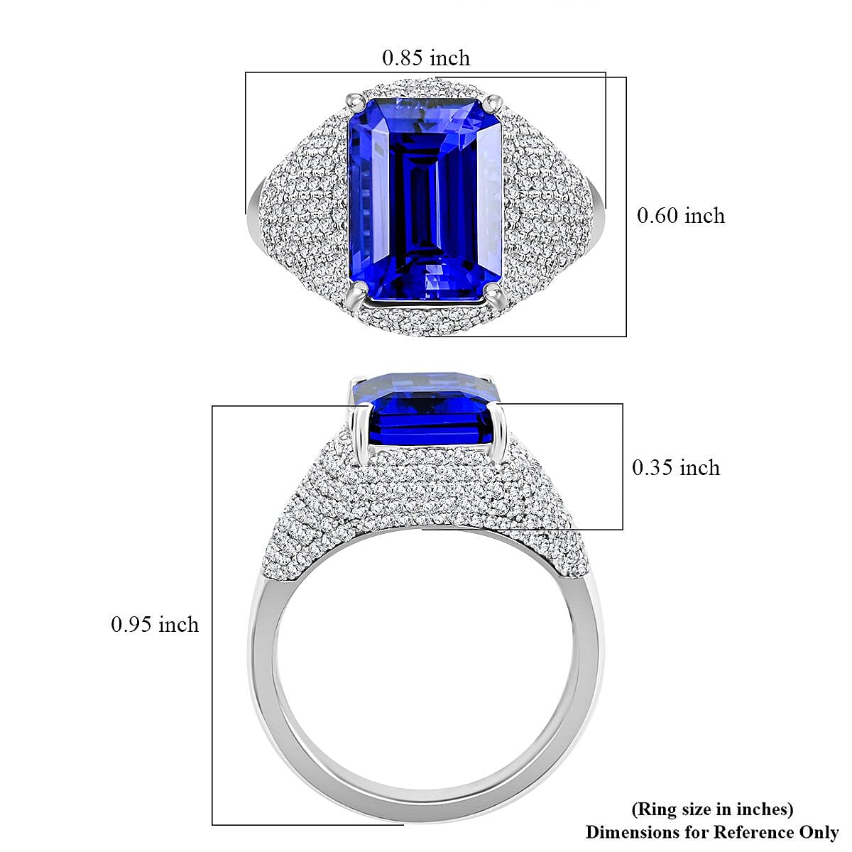 Certified & Appraised Rhapsody 950 Platinum AAAA Tanzanite, Diamond (E-F, VS) (1.20 cts) Ring (Size 9.5) (9.15 g) 6.75 ctw image number 4