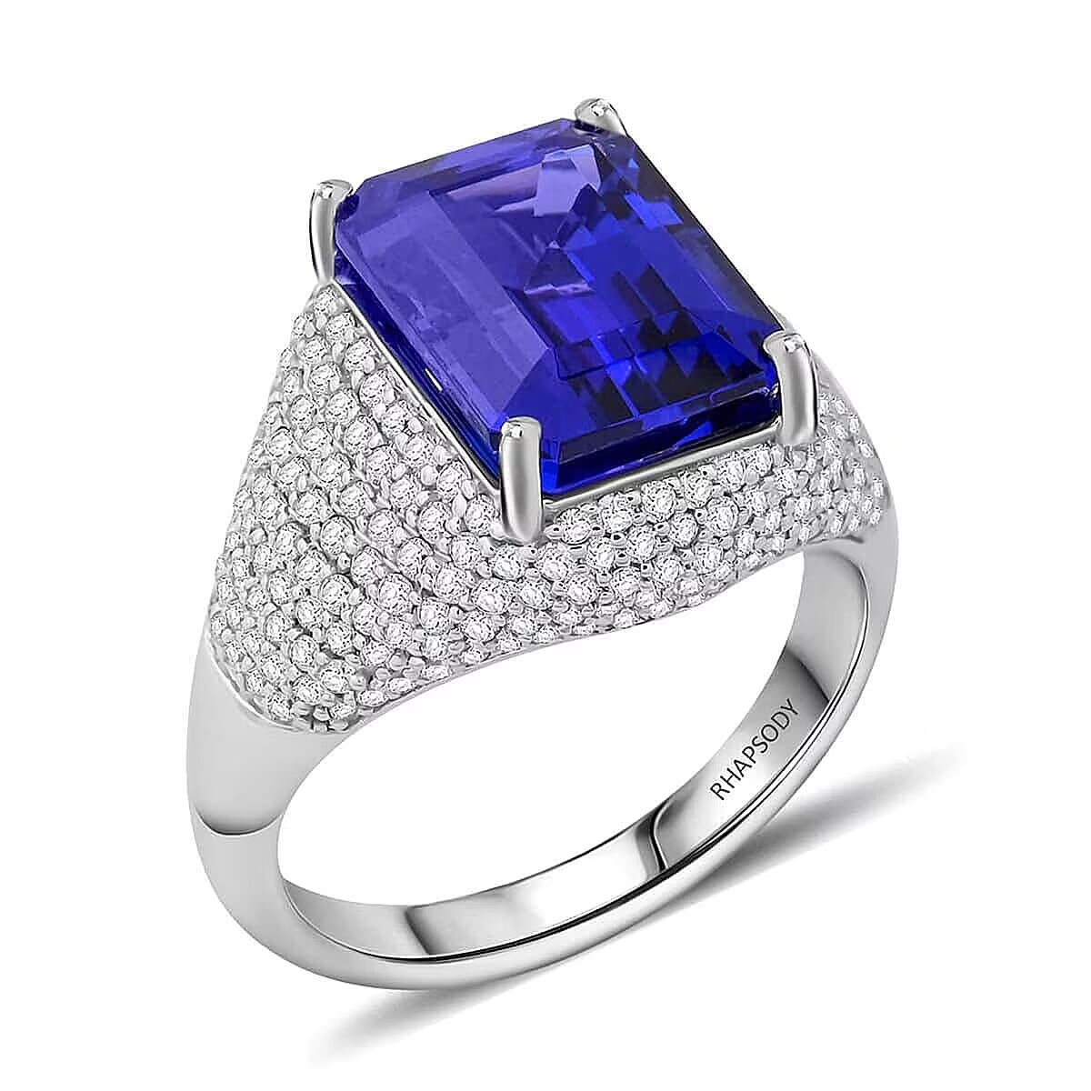 Certified & Appraised Rhapsody 950 Platinum AAAA Tanzanite, Diamond (E-F, VS) (1.20 cts) Ring (Size 9.5) (9.15 g) 6.75 ctw image number 6