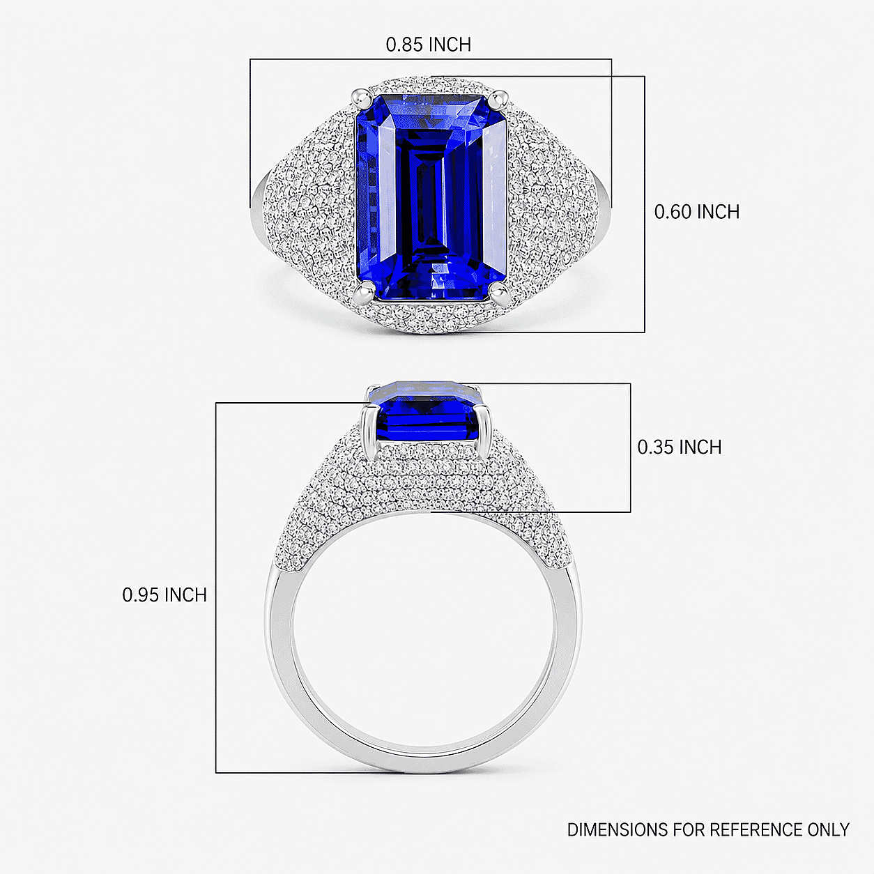 Certified & Appraised Rhapsody 950 Platinum AAAA Tanzanite, Diamond (E-F, VS) (1.20 cts) Ring (Size 9.5) (9.15 g) 6.75 ctw
