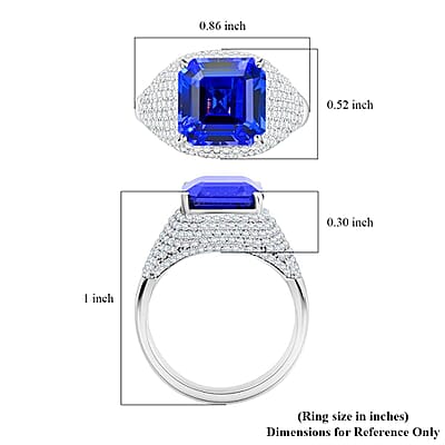 Certified & Appraised Rhapsody 950 Platinum Asscher Cut AAAA Tanzanite and E-F VS Diamond Ring (Size 10.0) 9.15 Grams 6.65 ctw