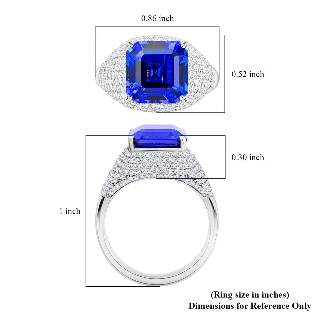 Certified & Appraised Rhapsody 950 Platinum Asscher Cut AAAA Tanzanite and E-F VS Diamond Ring 9.15 Grams 6.65 ctw image number 3