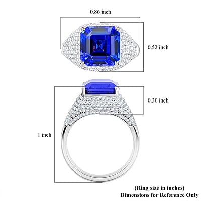 Certified & Appraised Rhapsody 950 Platinum Asscher Cut AAAA Tanzanite and E-F VS Diamond Ring (Size 7.0) 9.15 Grams 6.65 ctw