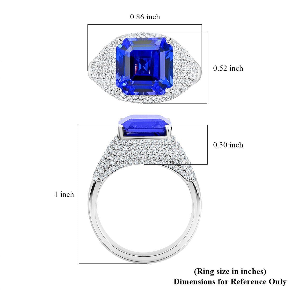 Certified & Appraised Rhapsody 950 Platinum Asscher Cut AAAA Tanzanite and E-F VS Diamond Ring (Size 8.0) 9.15 Grams 6.65 ctw image number 3