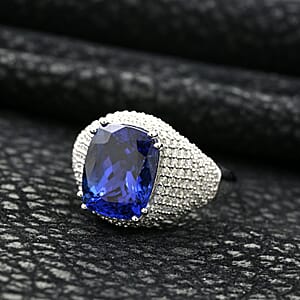 Certified & Appraised Rhapsody 950 Platinum AAAA Tanzanite and E-F VS Diamond Ring (Size 10.0) 9.35 Grams 6.65 ctw