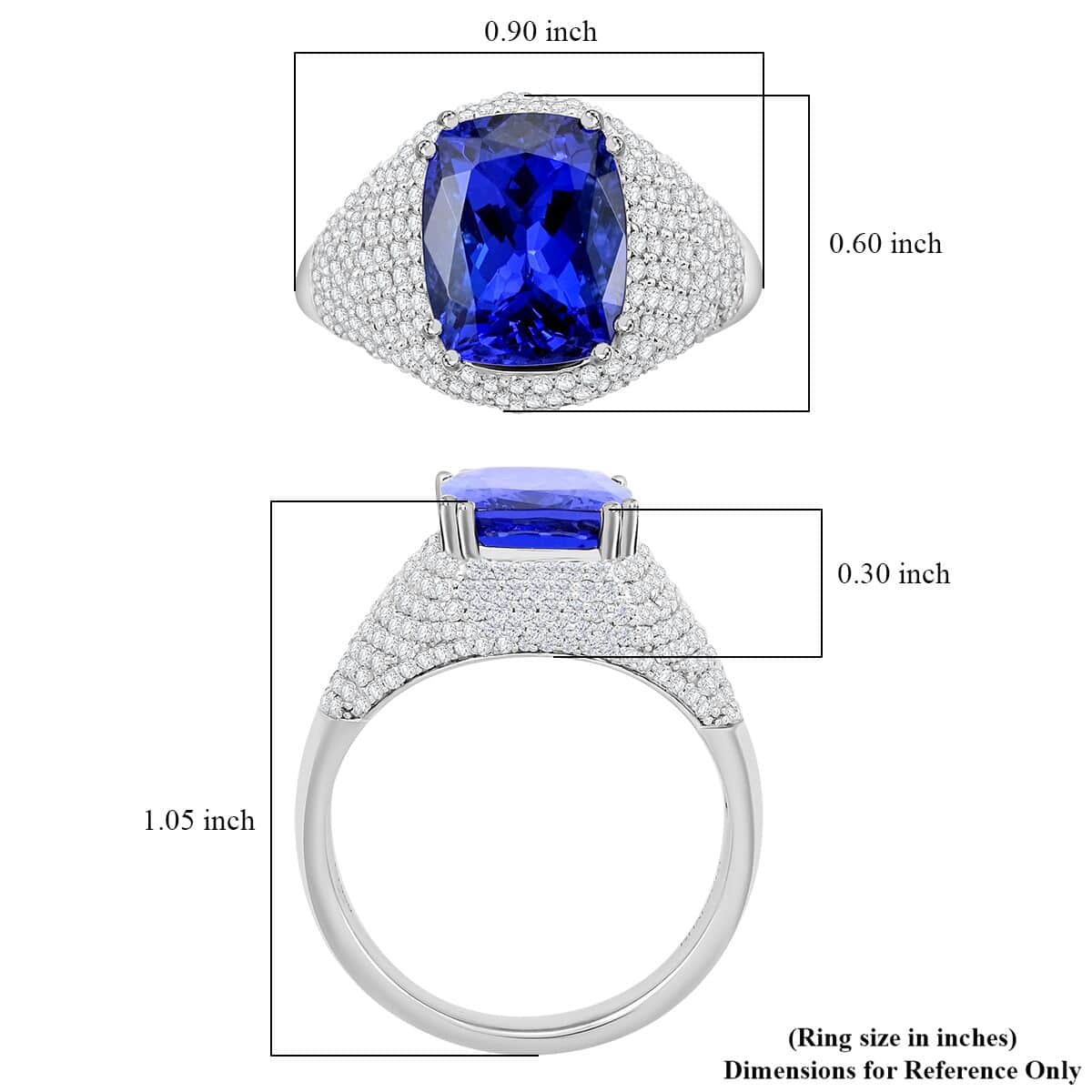 Certified & Appraised Rhapsody 950 Platinum AAAA Tanzanite and E-F VS Diamond Ring (Size 10.0) 9.35 Grams 6.65 ctw image number 4