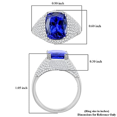 Certified & Appraised Rhapsody 950 Platinum AAAA Tanzanite and E-F VS Diamond Ring (Size 10.0) 9.35 Grams 6.65 ctw