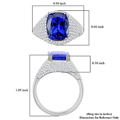 Certified & Appraised Rhapsody AAAA Tanzanite and E-F VS Diamond 6.65 ctw Ring in 950 Platinum (Size 6.0) 9.35 Grams
