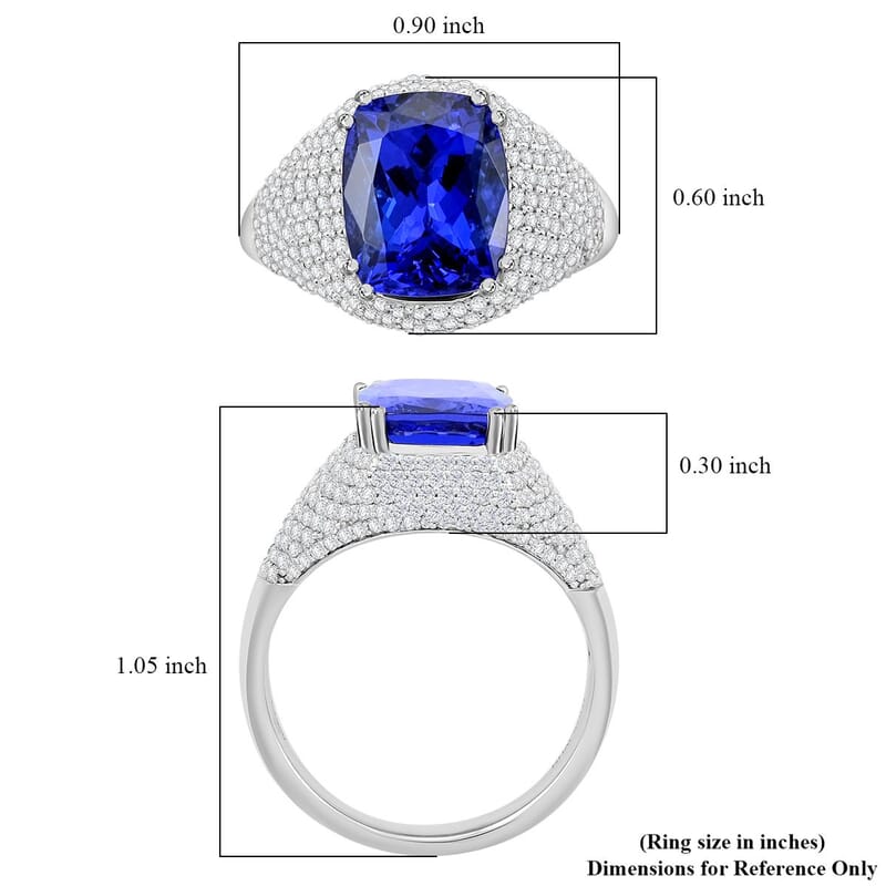 Certified & Appraised Rhapsody AAAA Tanzanite and E-F VS Diamond 6.65 ctw Ring in 950 Platinum (Size 6.0) 9.35 Grams