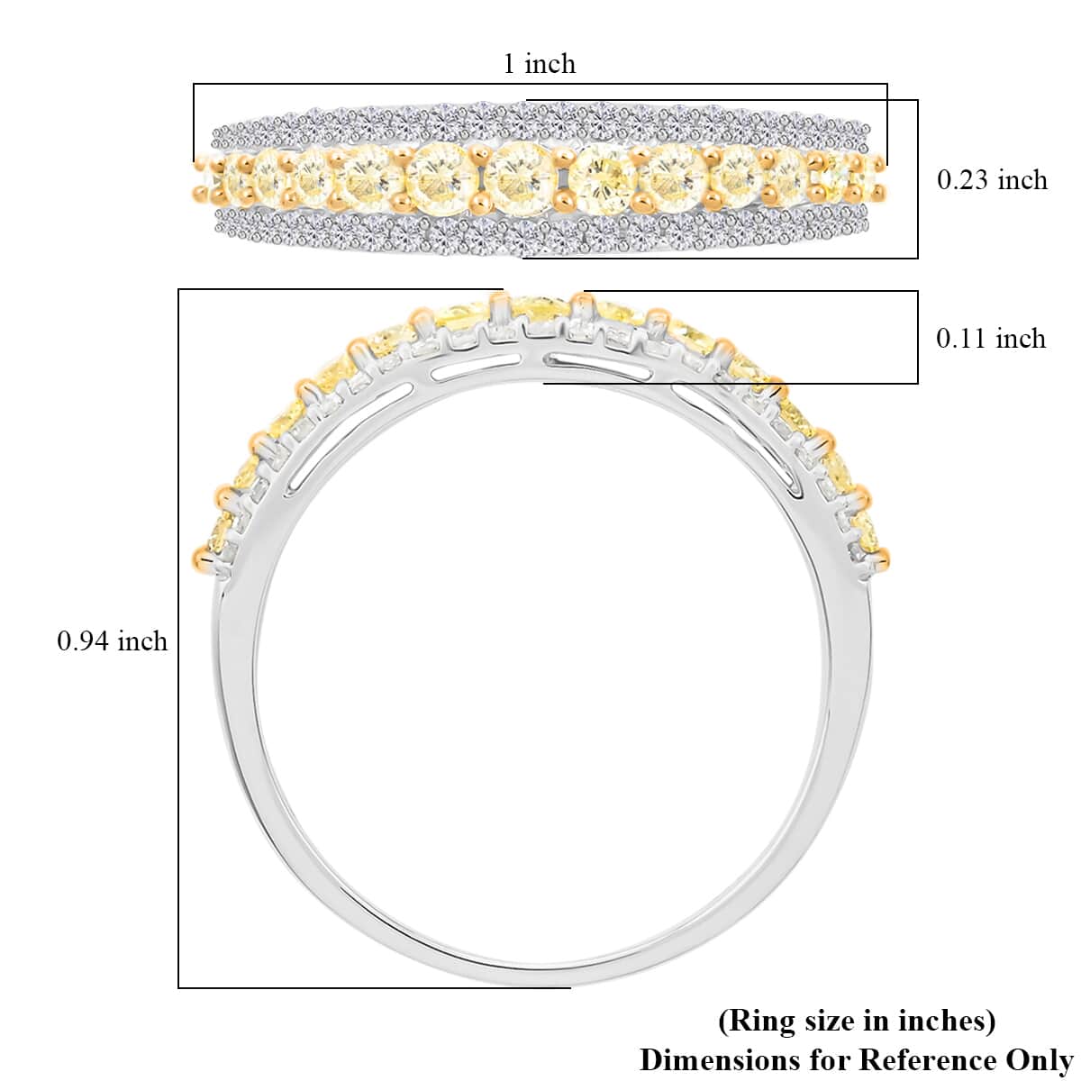 14K White Gold I2-I3 Natural Yellow and White Diamond Band Ring (Size 10.0) 0.75 ctw (Del. in 10-12 Days) image number 4
