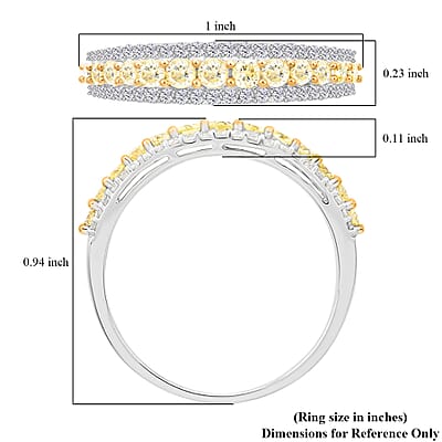 14K White Gold I2-I3 Natural Yellow and White Diamond Band Ring (Size 10.0) 0.75 ctw