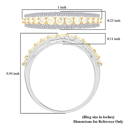 14K White Gold I2-I3 Natural Yellow and White Diamond Band Ring (Size 10.0) 0.75 ctw