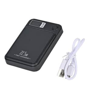 Black Fast Charging Power Bank with Wireless Charging Function and LED Digital Display