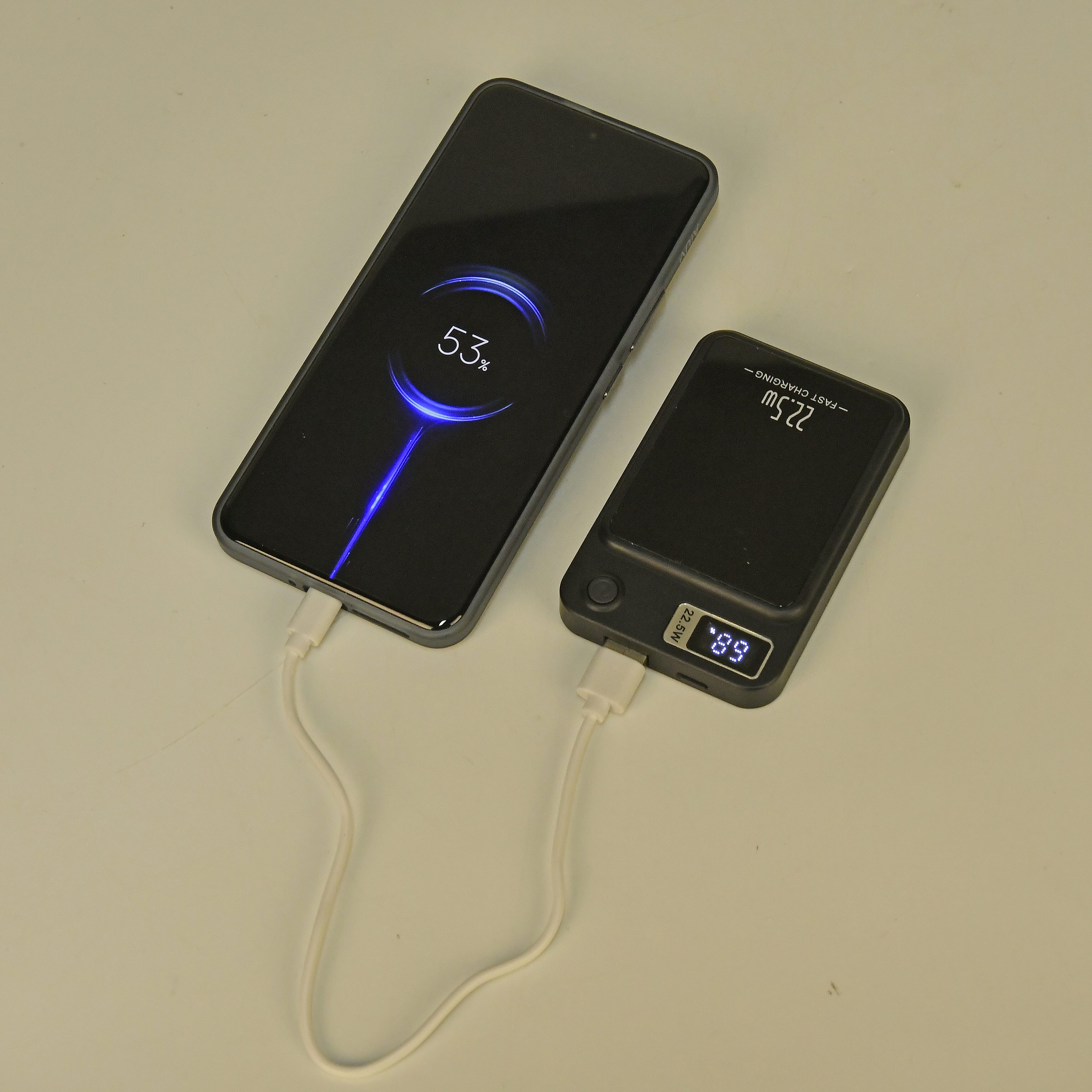 Black Fast Charging Power Bank with Wireless Charging Function and LED Digital Display