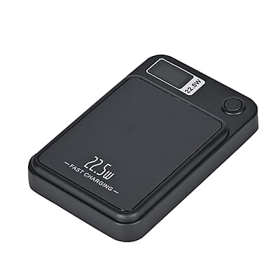 Black Fast Charging Power Bank with Wireless Charging Function and LED Digital Display